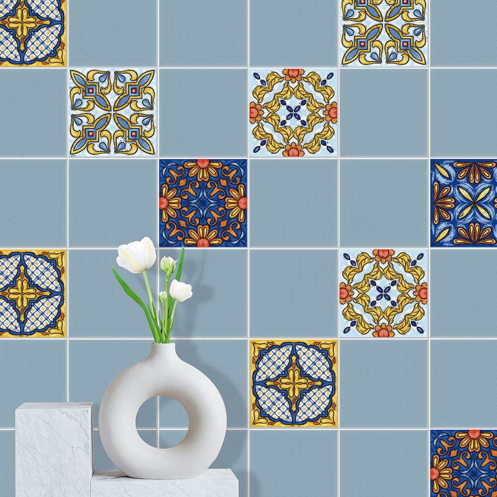 10pcs Tile Renovation Hard Tile Tile Sticker Oil-proof Cabinet Sticker Toilet Bathroom Waterproof Tile Sticker