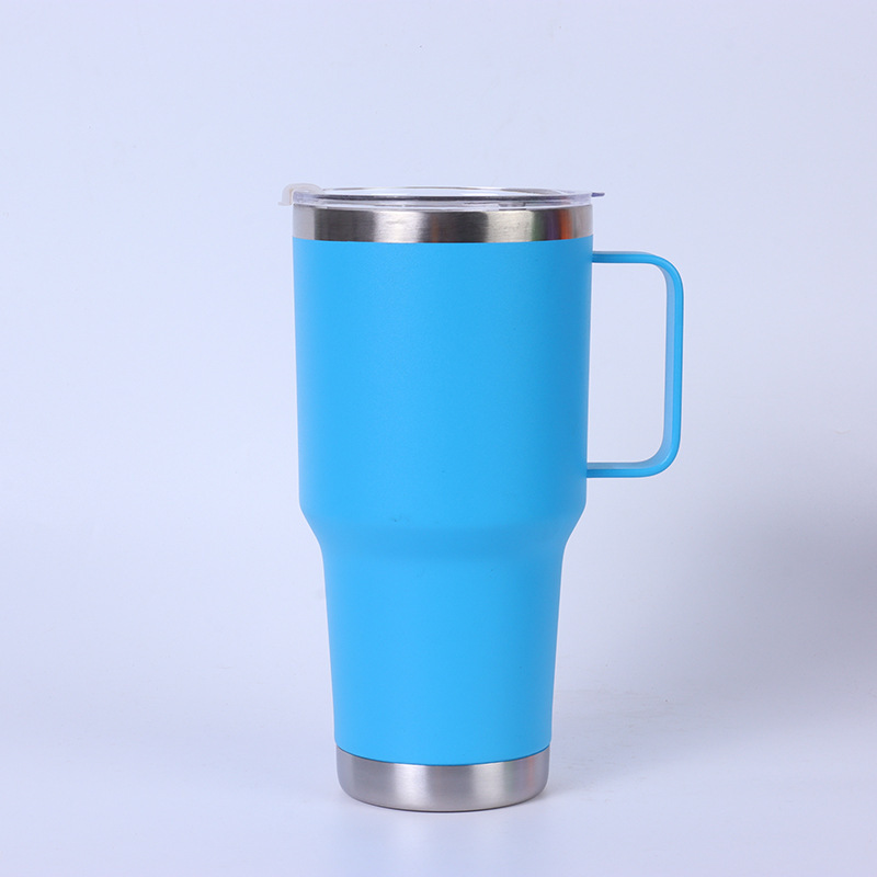 Steel handle vacuum mug , 30 , 20 oz., double-walled ice cooler, for office, home, car, tea, coffee, insulated bottle, colorful: Yellow / 501-600ml