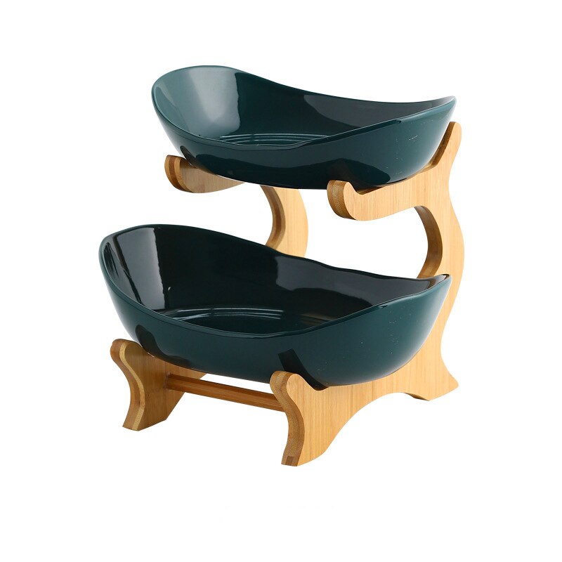 Nowoczesna ceramika talerz na owoce półmisek na cukierki domu w salonie dwuwarstwowy przekąnarty koszyk na owoce deser ciasto bambusa półki ekspozycji stojak: 2