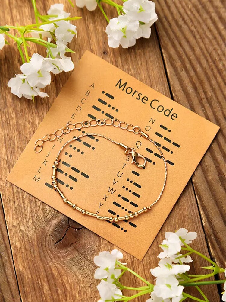Verstelbare Kralen Morse Code Verstelbare Lichtmetalen Armband Vrouwen Handgemaakte Sieraden