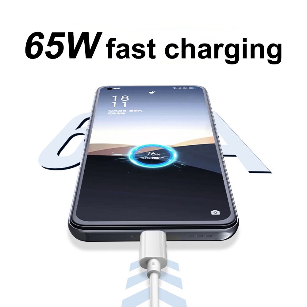 Byscoon – câble USB type-c 65W, 6,5 a, charge rapide, Super VOOC, pour OPPO K9 ACE 2 Find X3 Pro Reno 6 5 4 SE Realme X7 Pro