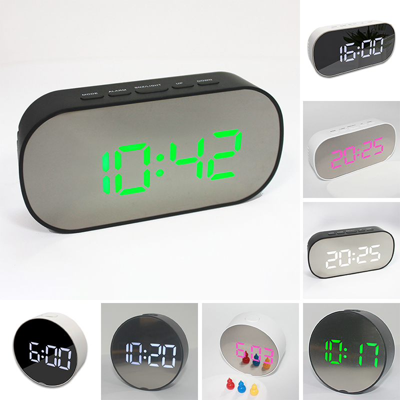 Digital Alarm Clock Mirror Surface LED Night Mode Display Home Living Room Bedroom Tabletop Decorations Clocks