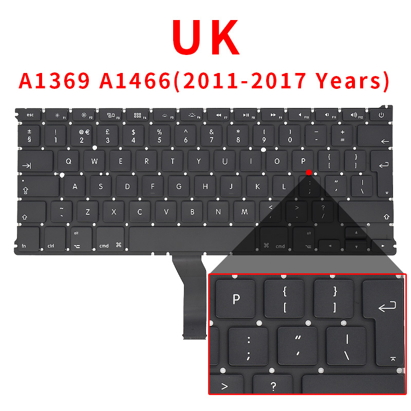 Kannettava tietokone  a1369 a1466 us uk venäjä saksa ranska espanja portugali näppäimistö macbook air 13 " näppäimistöt ilmaiset ruuvit: Ruskea