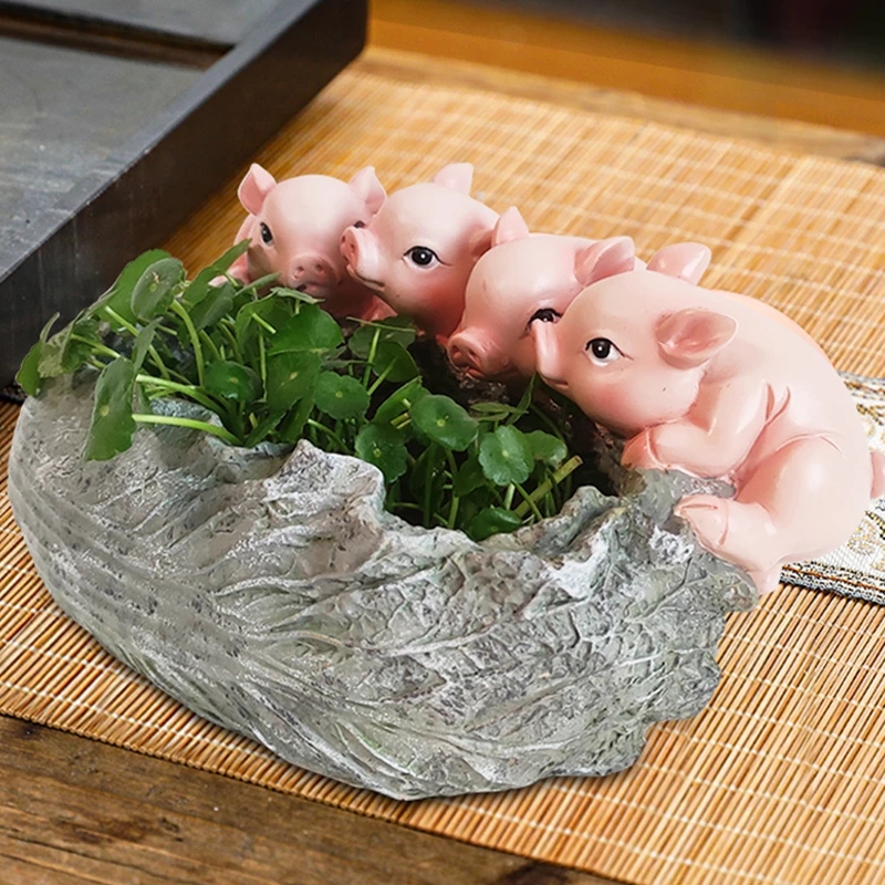 Neue GrüNe Rettich Hydrokultur Sukkulente Blume Topf Kreative Ebene Blumentopf Zimmer Blumen Heimat Dekorationen Nette Schwein Vase Ornamente