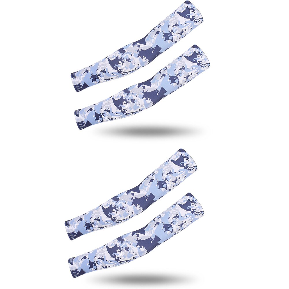 2 Pairs Zomer Arm Mouwen Camouflage Patroon Arm Warmers Mouwen Elastische Uv Zon Bescherming Lange Vingerloze Handschoenen Arm Mouwen