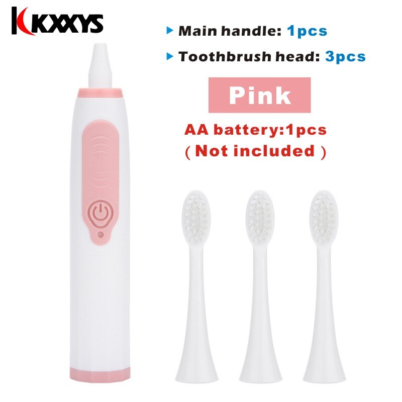 Ultrasonic Electric Toothbrush AA battery Economic style Tooth Brush Toothbrush Adult Electronic Washable Whitening Teeth Brush: Pink 1set 2head