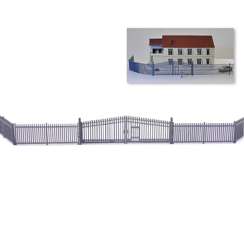 GY46150 Model Train Railway N Scale 1:160 Model Building Fence Wall with Door