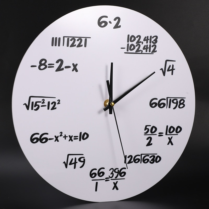 White Large Wall Clock Mathematics Silent Math Equations Polytechnic Digital Wall Clock
