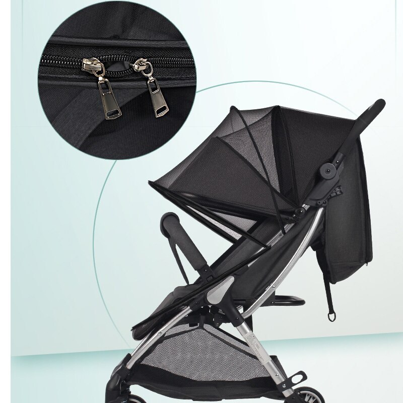 Universeel klamboe voor kinderwagen, volledige hoes, opvouwbare anti-muggenhoes, ultrafijn gaas voor kinderwagens