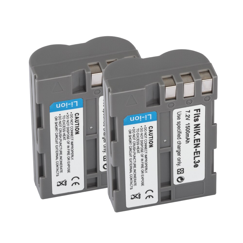 EN EL3e ENEL3e Batteries for Nikon D30 D300s D50 D70 D70S D100 D200 D300 D800 V1 MB-D11 MB-D12 MH-18A 1500mAh Camera Battery: 2Battery