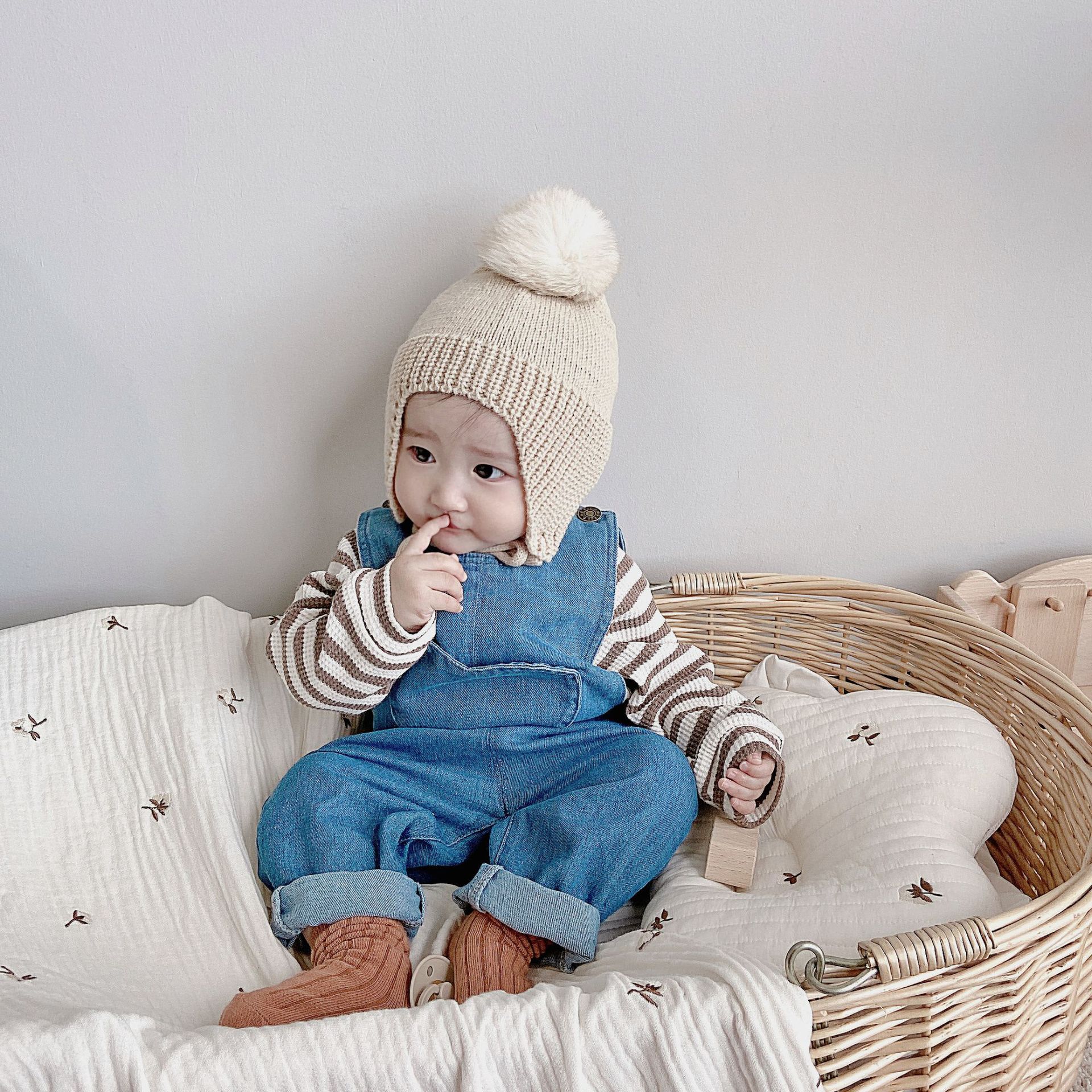 Combinaison en denim ample et doux pour enfants de 0 à 5 ans, à manches pour garçons et filles, à poche en cœur, combinaison automne