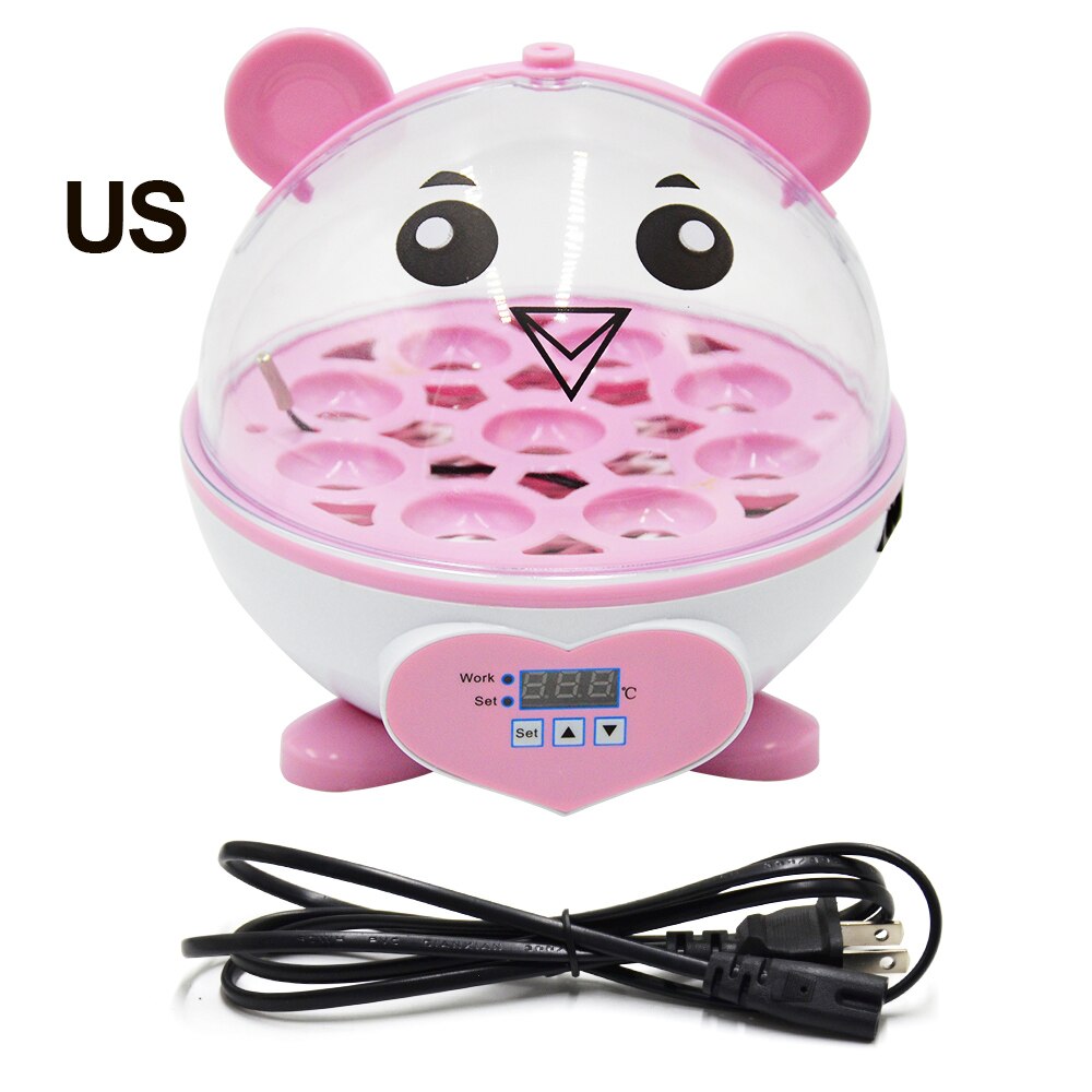 Incubadora Digital de 9 huevos para aves de corral, mejor incubadora de temperatura para granja, pollo, pato, pájaro, Paloma: Rosa