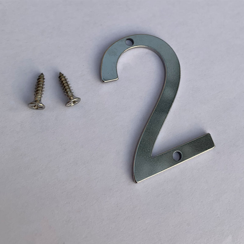 50mm Stainless Steel House Numbers With Screws Metal Digital Label Doorplate Door Plaque Number Signs For Mailbox Street Numbers: Number 2