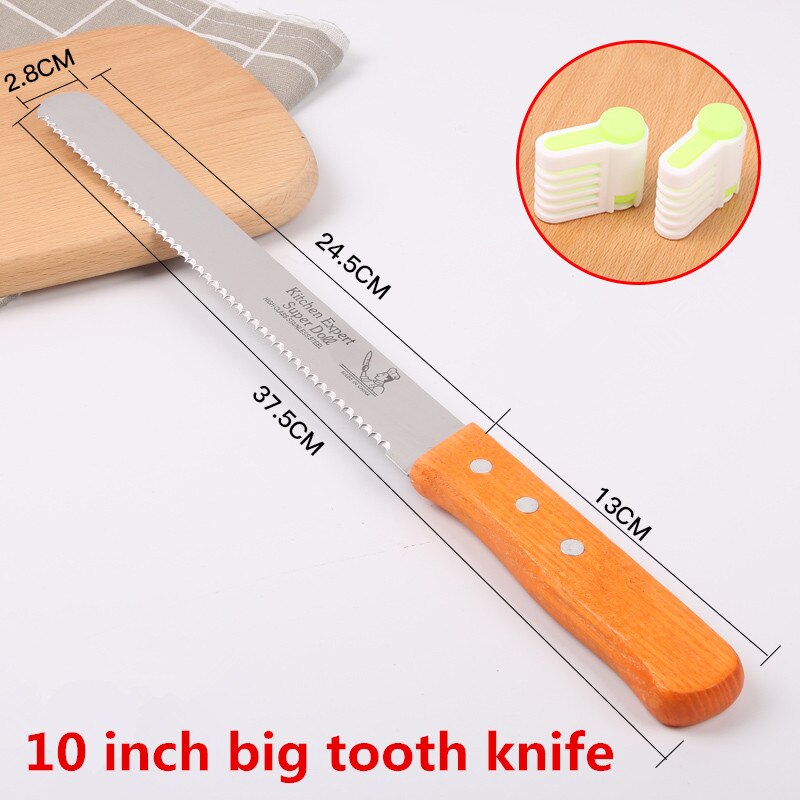 Stainless steel bread knife Saw cake slicing tool baking toast knife coarse tooth fine tooth cake saw knife Snack Dessert Slicer: 10 inch big tooth