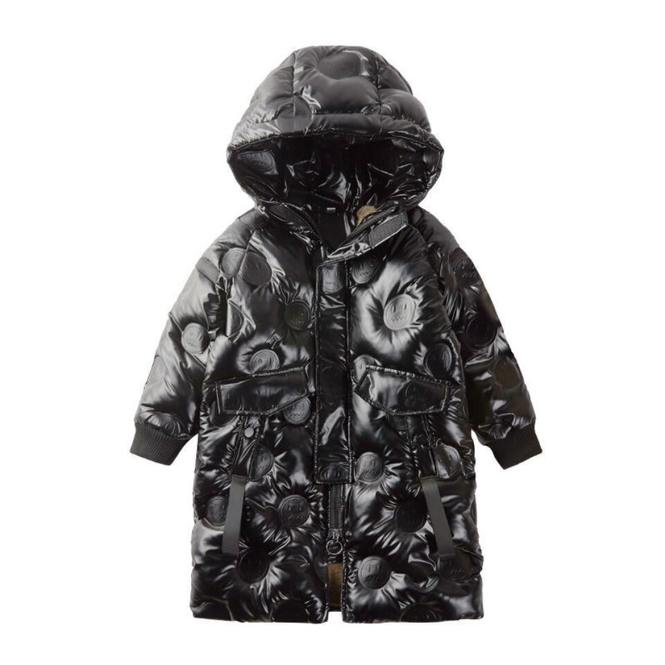 Winter Waterdicht Plus Fluwelen Parka Jas Effen Kleur Warme Bovenkleding Baby Jongens Winter Kapmantel Voor Maat 110-160Cm