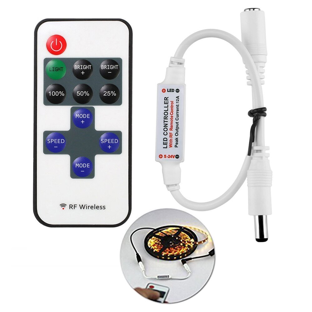 11KEY RF Wireless Led Remote Controller Led Dimmer Control For Single Color Light Strip SMD 5050/3528/5630/3014 with battery