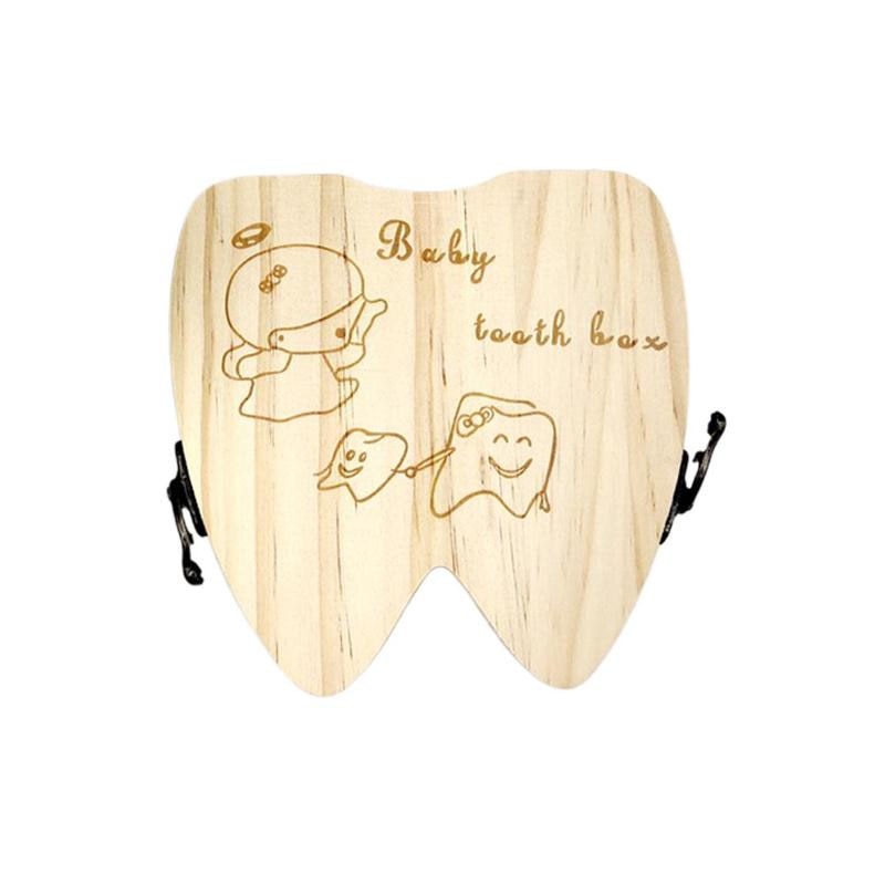 Baby Tooth Box Small Cute Wooden Milk Teeth Souvenir Kids Memorial Case Tooth Storage Birthday Growth Children' S5Z2