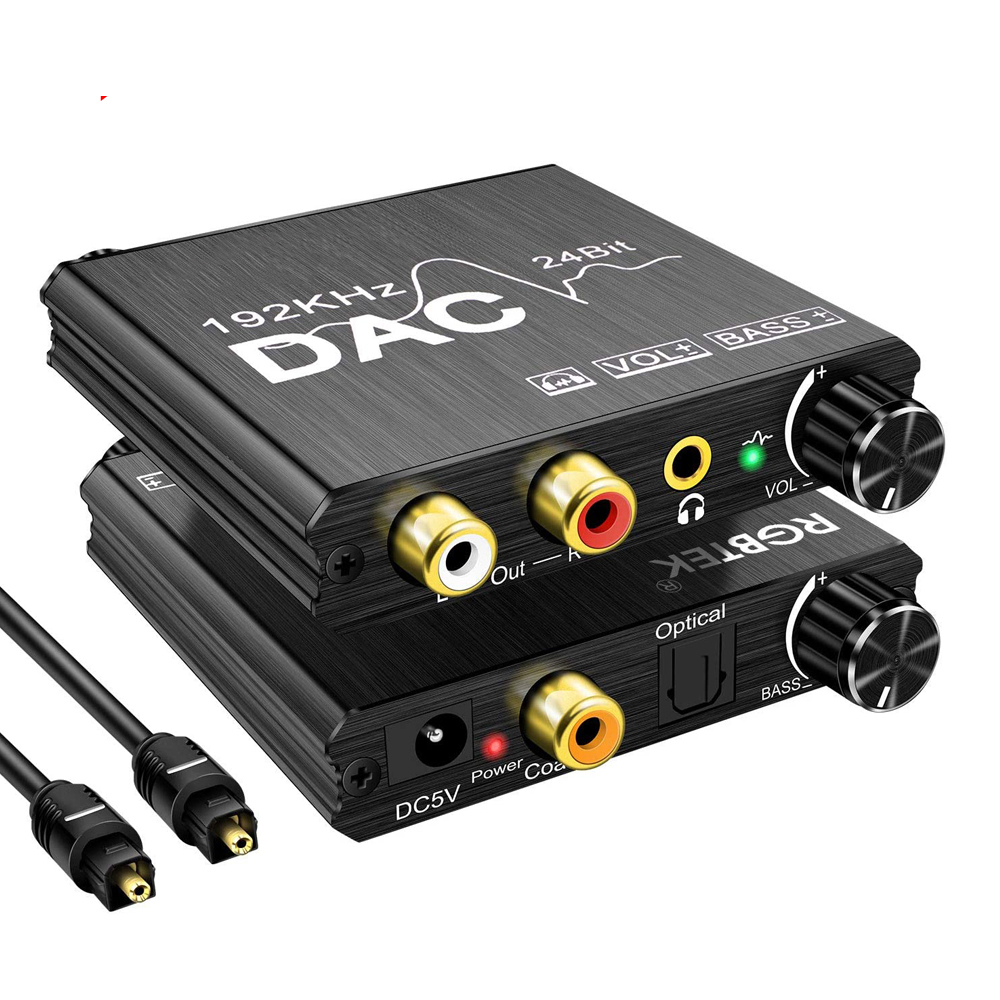 Adaptador óptico DAC Toslink SPDIF Coaxial a RCA 3,5mm Jack 24bit DAC Digital a analógico R/L, convertidor de Audio, compatible con PCM /LPCM