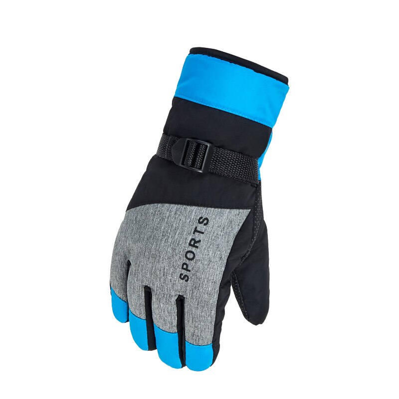 Thicken Ski Snow Gloves Cold Weather Waterproof Winter Thermal Snowboard Gloves Men Women Outdoor Snowmobile Motorcycle Gloves: Blue