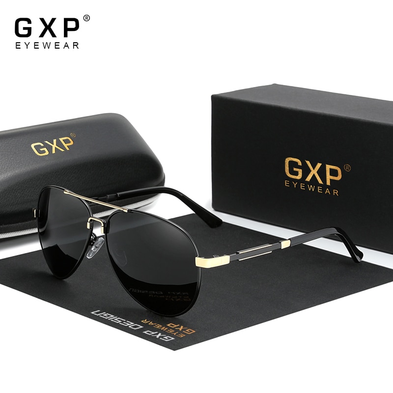 GXP Aluminum pilot Sunglasses Polarized Sun glasses Men And Women Mirror Photochromic Lens Anti-glare Driving Eyewear: Gold Gray