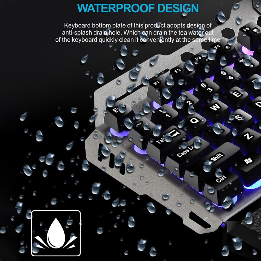 USB Wired Home Office Rainbow Backlit Mute Keyboard Mouse Combo Removable Hand Rest Waterproof For Desktop 104 Keys Gaming