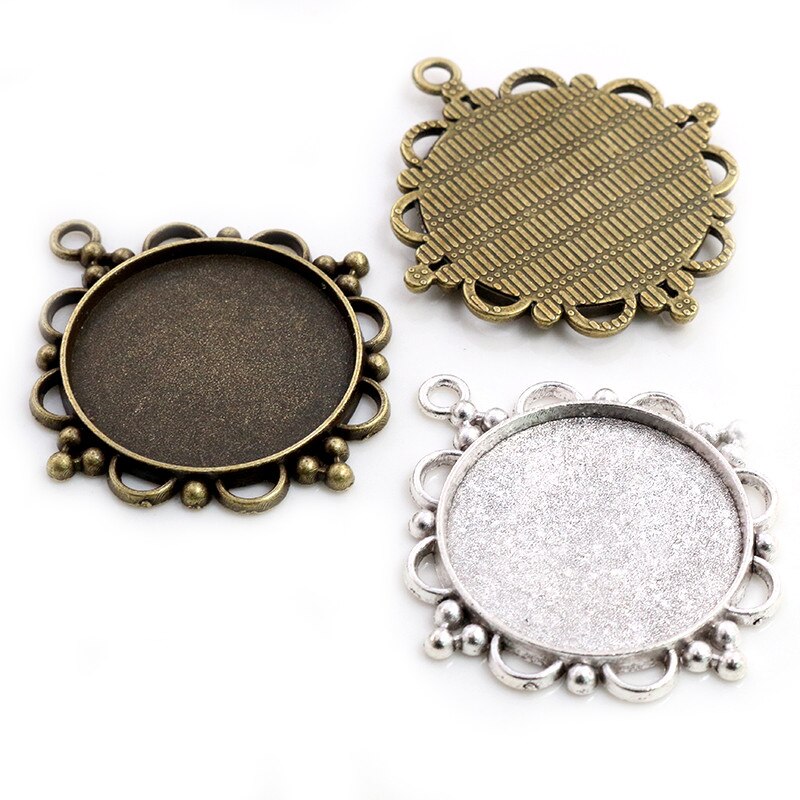 5 pçs 30mm tamanho interno antigo bronze e prata chapeado clássico estilo cabochão base de ajuste encantos pingente