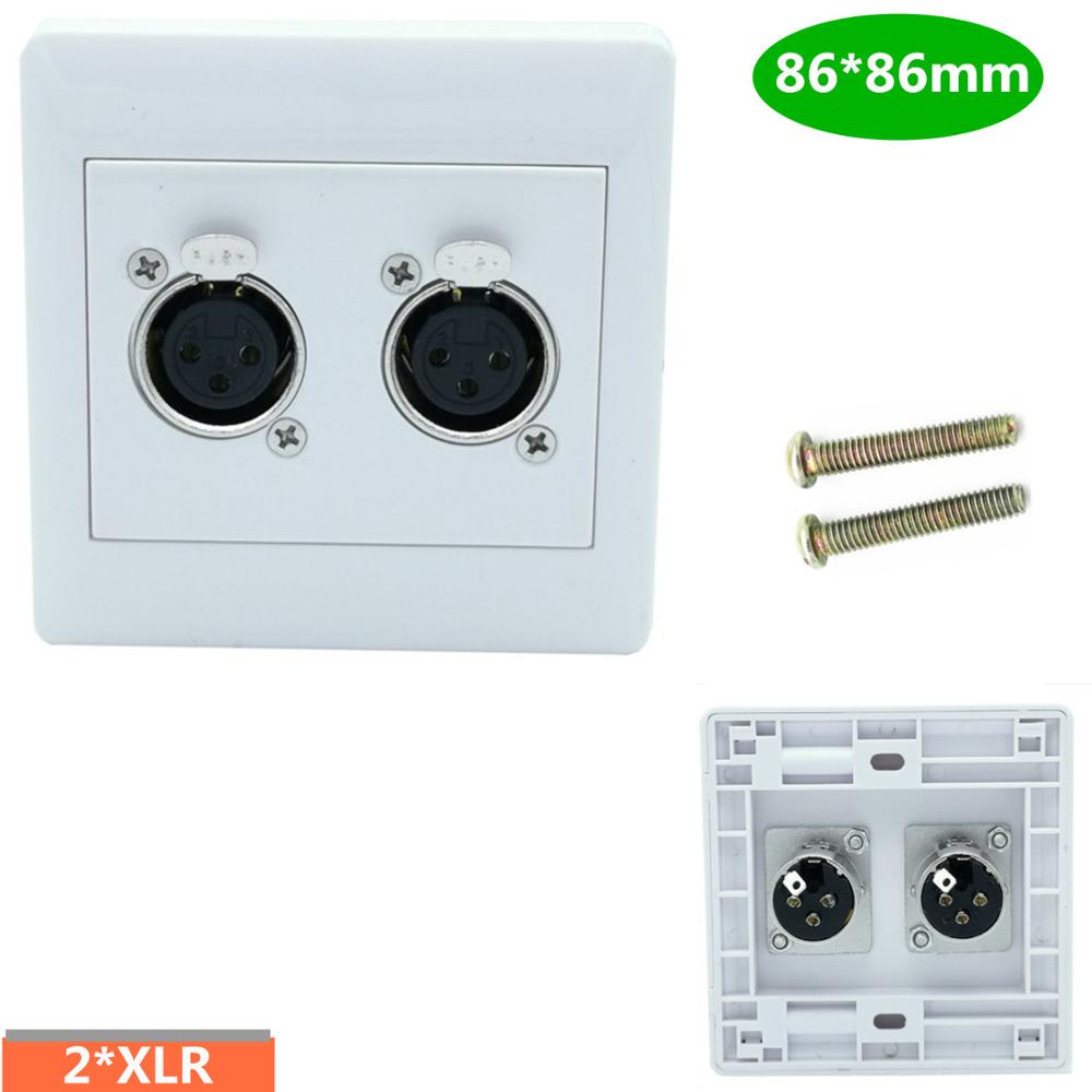 Wall Plate with Dual XLR 3-Pin Female Microphone Connector 86*86mm