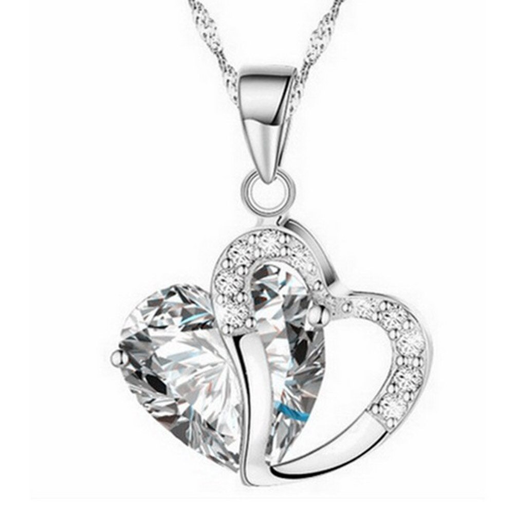 Female Crystal Heart Necklace Pendant Short Gold Chain Necklace Pendant Necklace Charm girlfriends