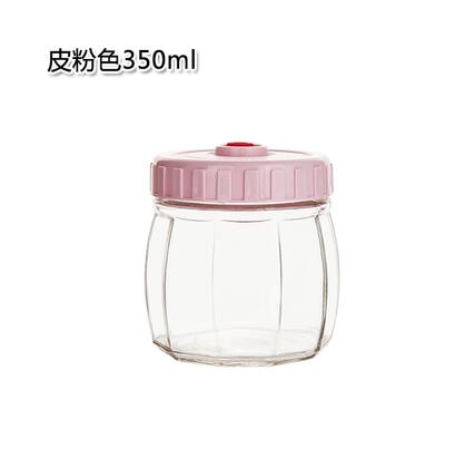 Organizador de dulces en frascos de vidrio herméticos y sellados al vacío, latas de refrigerio, recipiente de vidrio para granos, botellas para almacenar frutas secas con tapa: Rosa