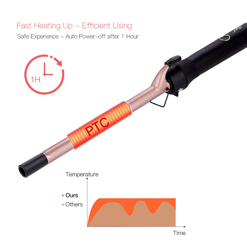 Vareta modeladora de cabelos, bastão de cerâmica profissional 9mm 28mm com aquecimento rápido 31