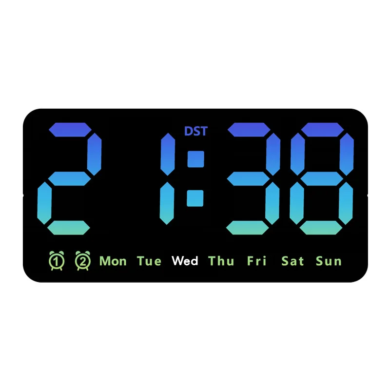 Elektronische Wanduhr Temperatur Datum Anzeige Tisch uhr Zauberstab Montage digitale LED-Wecker für zu Hause 12/24h Sprach steuerung: Gelb
