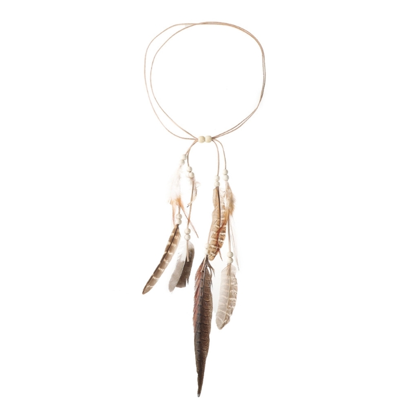 Native American Headdress Boho Feathers Headbands Indian Headpiece Feathers Headpiece Boho Headpiece Hippie Jewelry: Dark Khaki