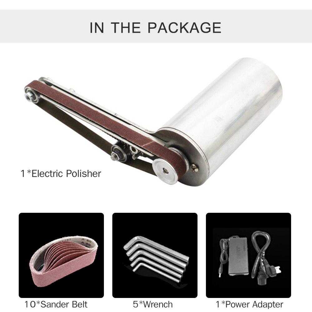 24V 90W Mini Handheld Electric Polisher Stainless Steel Polisher Belt Sander for Plastic Aluminium Iron Steel Polishing