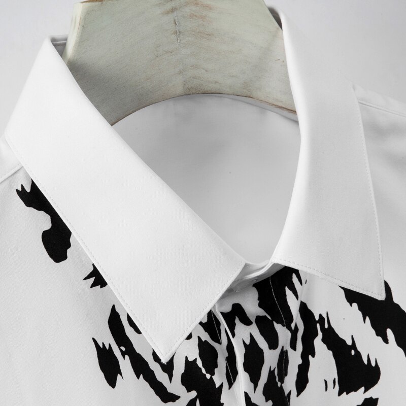 Plus size 3xl 4xl skjorta herrtryck långärmad chemise homme casual slim business manlig klänning skjortor bomull camisas