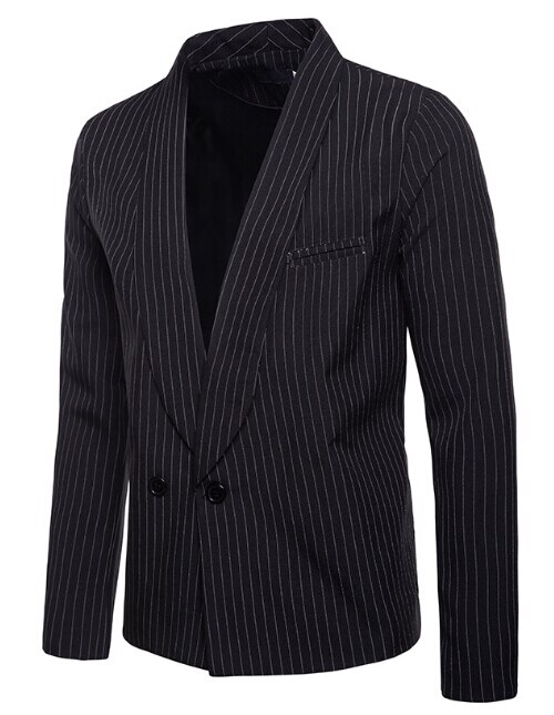 Men's One Button Slim Fit Casual Business Suit Coat Jacket: Black / S