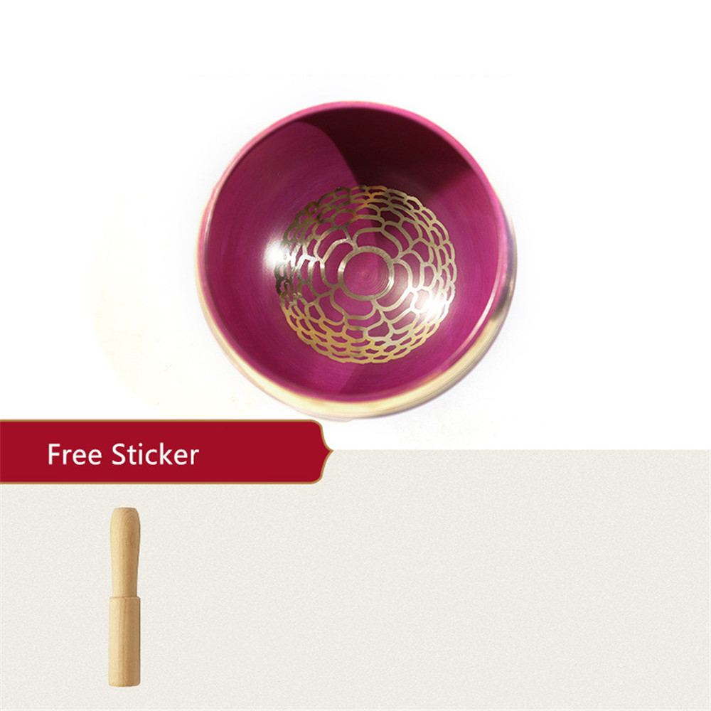 Jeu de 7 bols chantants tibétains, en cuivre du népal, fait à la main, Yoga, méditation, chant, Chakra, coloré, carillon d&#39;oreille: 1pc type 3