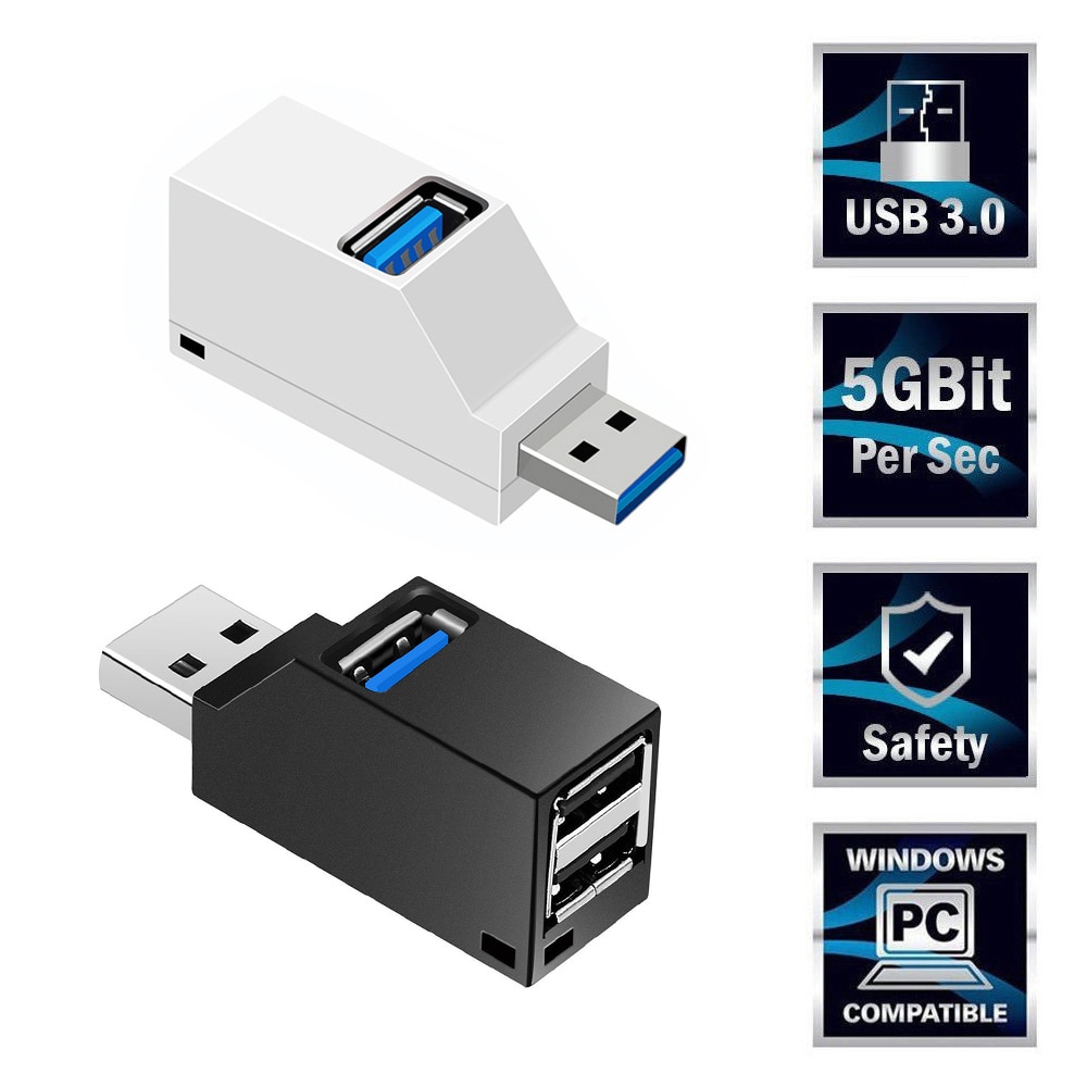 Mini 3 porte usb 3.0 splitter hub højhastigheds dataoverførsel splitter box adapter til pc bærbar macbook pro tilbehør