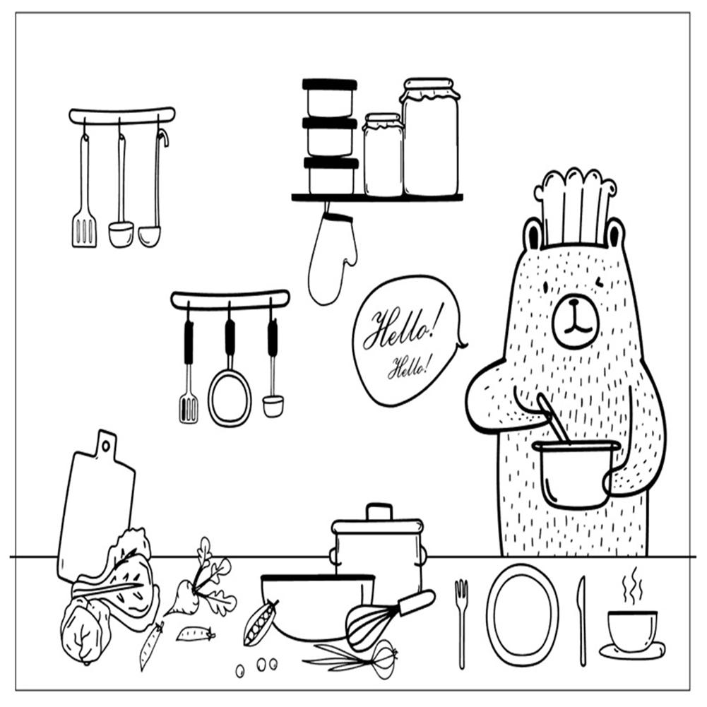 Kitchen Wall Stickers Waterproof Self-adhesive High Temperature Resistant Vinyl Wall Decals for Kitchen Tile Bar Home Decoration: E