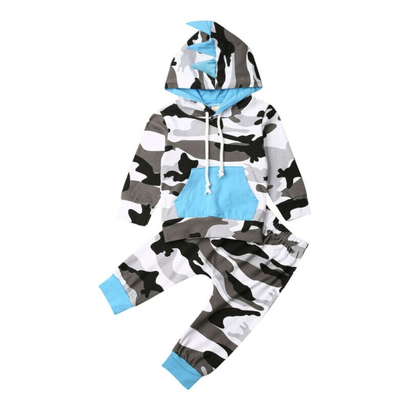Newborn Baby Boy Winter Clothes Camo Hooded Tops Long Pants Outfits Tracksuit