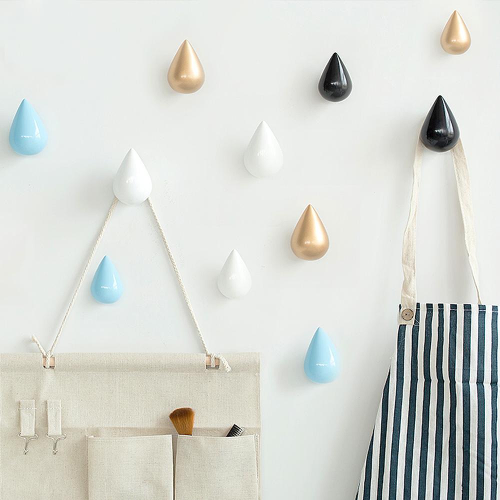 Water Shape Hook Hanger Home Wood Wall Hanger Bathroom Door Coat Hanger Hat Single Hook Holder for Home Decor