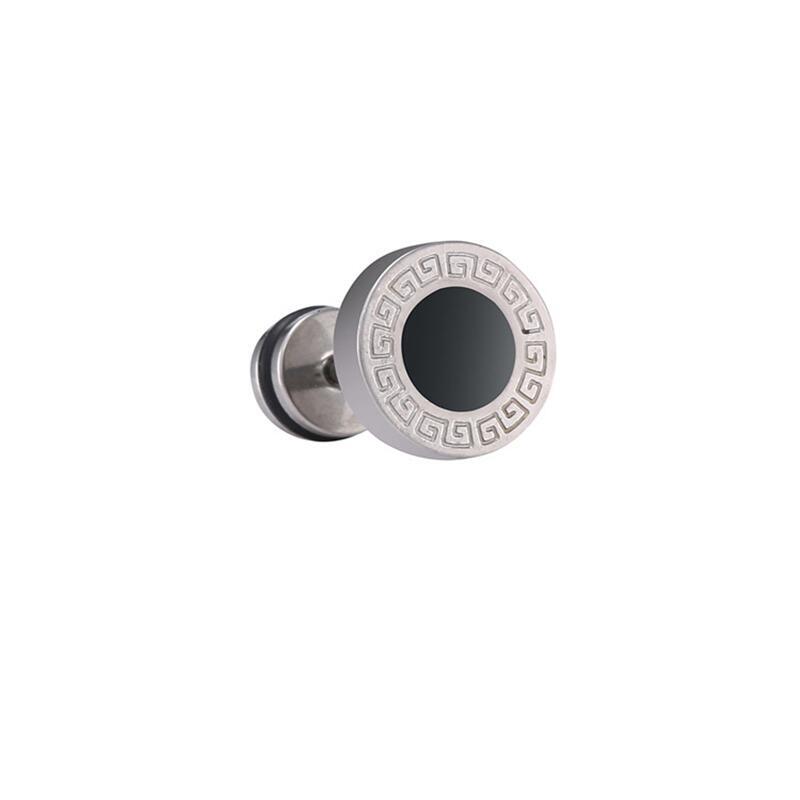 Rostfritt stål kvinnor #39 för män örhängen svart sten guld silver färg ansikte örhängen smycken: D -18-1 8mm 1pc