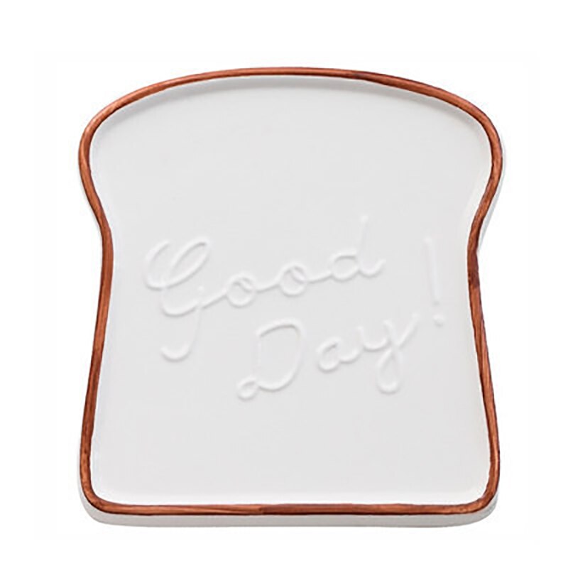Ceramic Toast Shape Dessert Plate Fruit Snack Storage Tray Western Ceramic Plates Home Decoration Kitchen Storage Organization