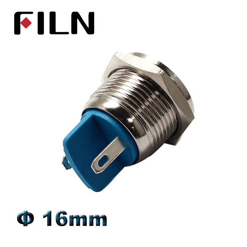 Filn 16mm 12v 24v ledet metallindikatorlys rød grønn blå hvit gul advarselsmetall signallampe pilotlampe 110v 220v