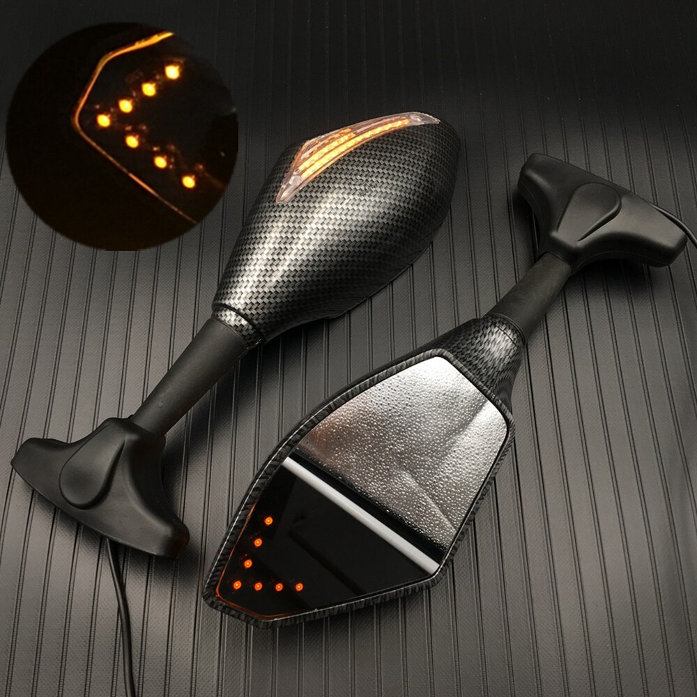 Espejos retrovisores LED para motocicleta, luces intermitentes para Hyosung GT125R, GT250R, GT650R, Kawasaki Z750S, Ninja 250R, 650R: Gris oscuro