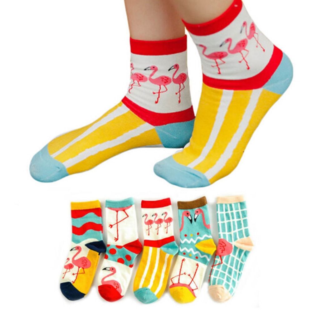 Vrouwen kleurrijke grappige sokken cartoon flamingo sokken lieveheersbeestje korte enkelsok