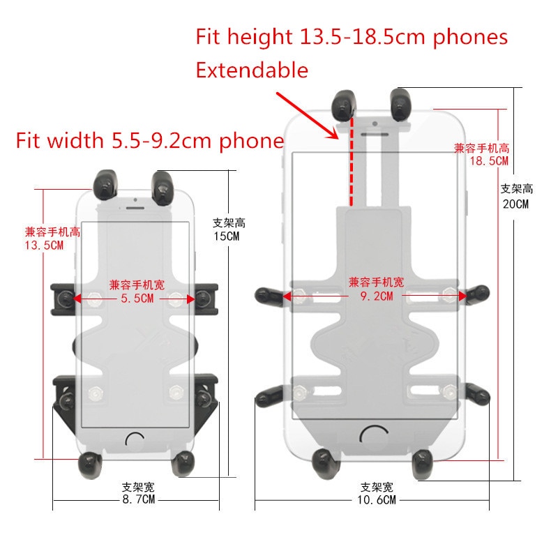 Jadkinsta Sfera In Alluminio Supporto Del Supporto Regolabile Del Motociclo Manubrio con Doppia Presa Braccio per Gopro Telefono Ram Mount