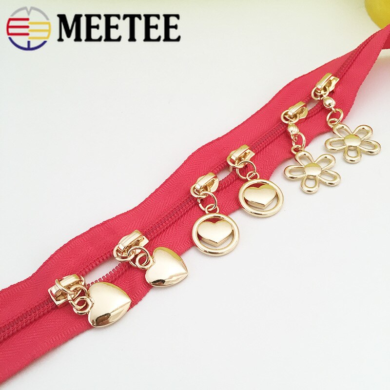 5 pièces 5 # fermeture métallique pour fermetures à glissière en Nylon sac vêtements Zipps tête tire Zip Kits de réparation bricolage accessoires de couture