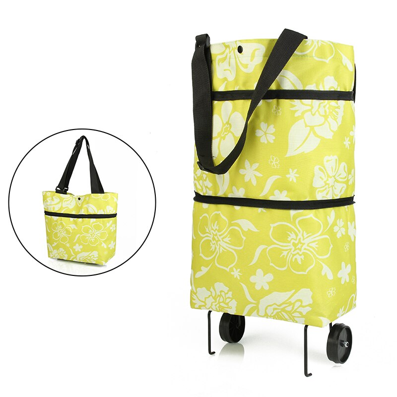 Bolso plegable con ruedas para compras, bolsa de comestibles reutilizable, organizador de alimentos y verduras: Z1611B