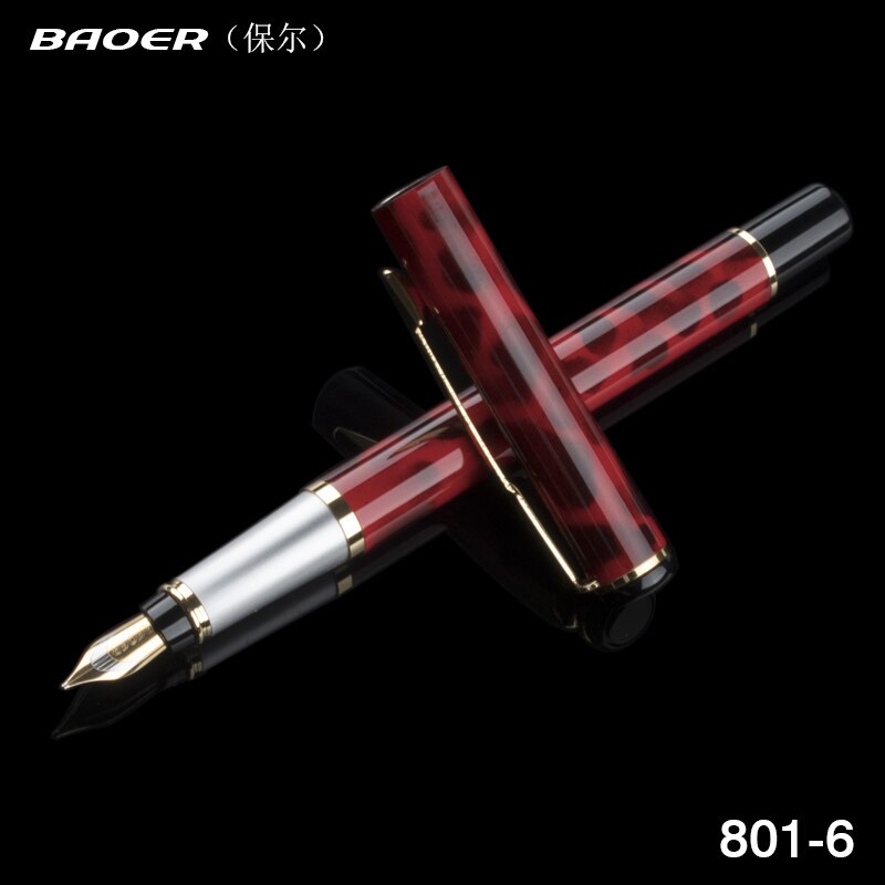 Baoer 801 Executive Golden and Silver Fine Nib tip Ink pen Stationery School Office birthday Writing metal Fountain Pen: E / 1.0MM