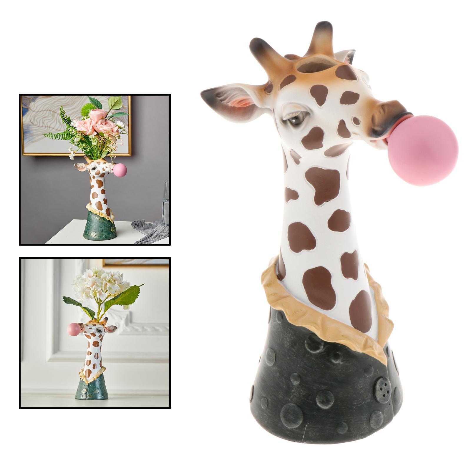 Forma de cabeza Animal jarrón de flores secas maceta resina escultura para escritorio foto Prop: Deer 1